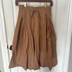 SHEIN Tan A-Line Split Skirt with Tie Waist